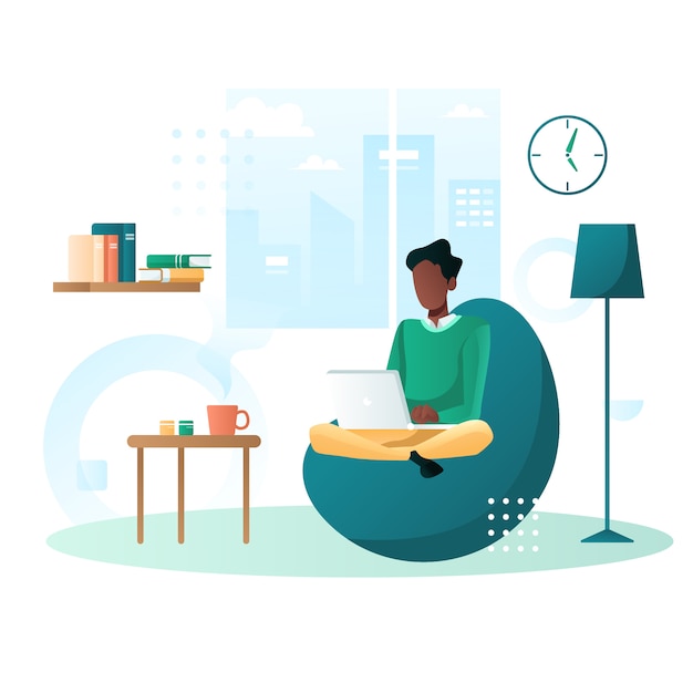 Arbeit von zu Hause aus flache Illustration