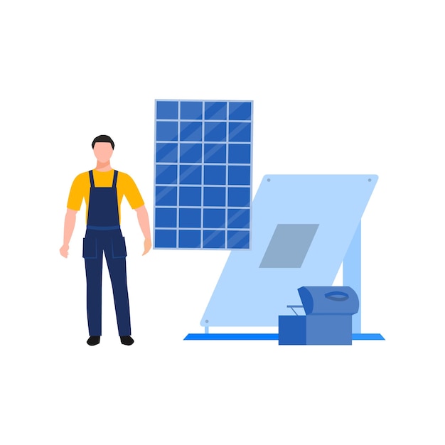 Vektor arbeiter installiert solaranlage