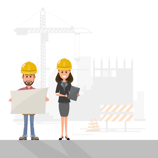 Arbeiter verwalten ein Projekt auf der Baustelle