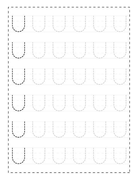 Vektor arbeitsblätter zum nachzeichnen von großbuchstaben für kinder im vorschulalter und kleinkinder