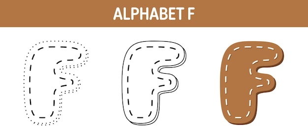 Arbeitsblatt zum nachzeichnen und färben von alphabet f für kinder