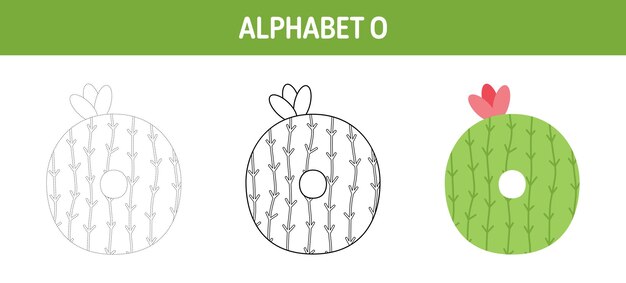 Arbeitsblatt zum nachzeichnen und färben von alphabet o für kinder