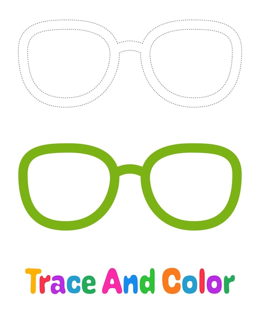 Vektor arbeitsblatt zum nachzeichnen von brillen für kinder