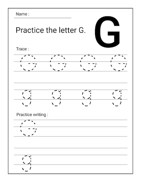 Vektor arbeitsbuch zum üben der alphabet-handschrift für vorschul- und kindergartenschüler