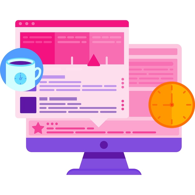 Arbeitssymbol Zeitmanagement und Kontrollvektor Tagesstunde für Geschäfts- und Ruhe-Countdown-Technologie Timer für effektive Zeitplanplanung und -optimierung
