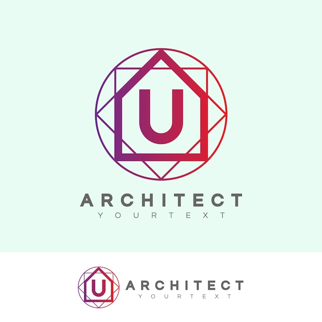 Vektor architekt initial buchstabe u logo design