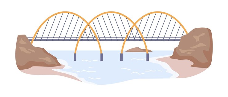 Vektor architektur der modernen brücke der stadt