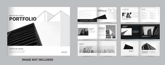 Vektor architektur-interior-portfolio-vorlage professionelle landschaft a4 portfolio-design