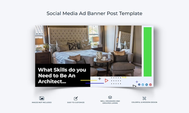 Vektor architektur social media facebook-werbebanner beitragsvorlage premium-vektor