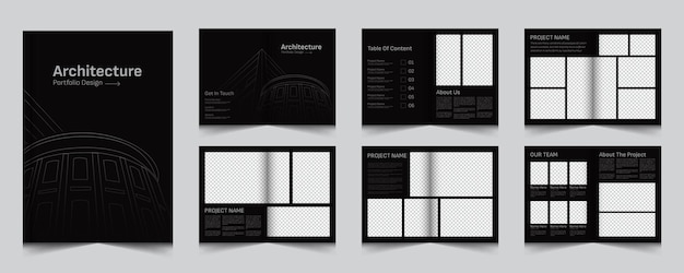 Architektur- und Innenarchitektur-Portfolio-Layout-Design, druckfertige Broschürenvorlage im A4-Standardformat