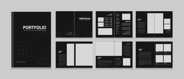 Vektor architektur- und innenarchitektur-portfolio-layout-design, druckfertige broschürenvorlage in a4-standardgröße.