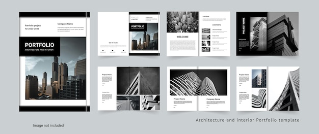 Vektor architekturportfolio-layout oder interior-professionalportfolio-design-vorlage