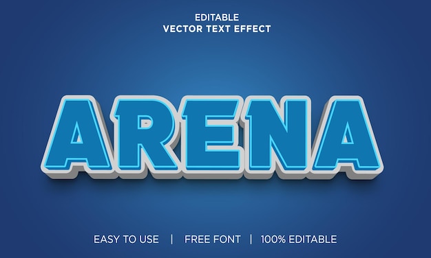 Arena 3d bearbeitbarer texteffekt premium-vektor