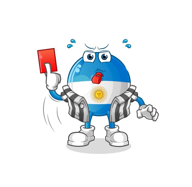 Argentinien-Flaggen-Schiedsrichter mit roter Karte Illustration. Zeichenvektor