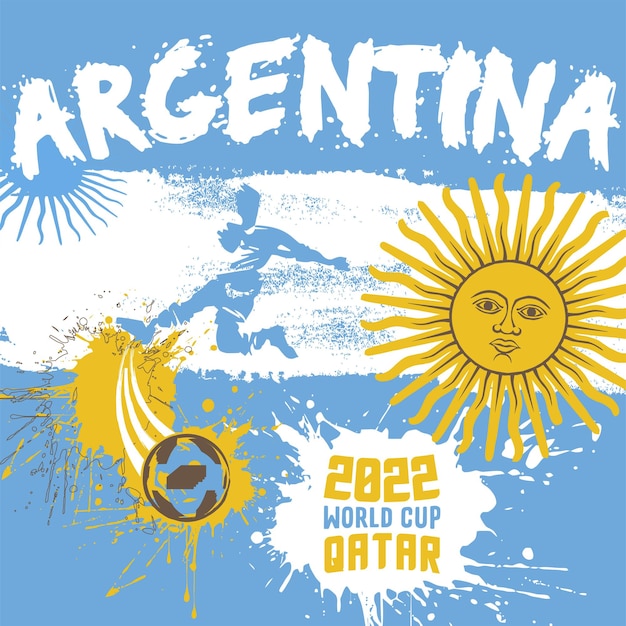 Vektor argentinien-fußball-fußball-plakatillustration für das design der wm 2022 in katar