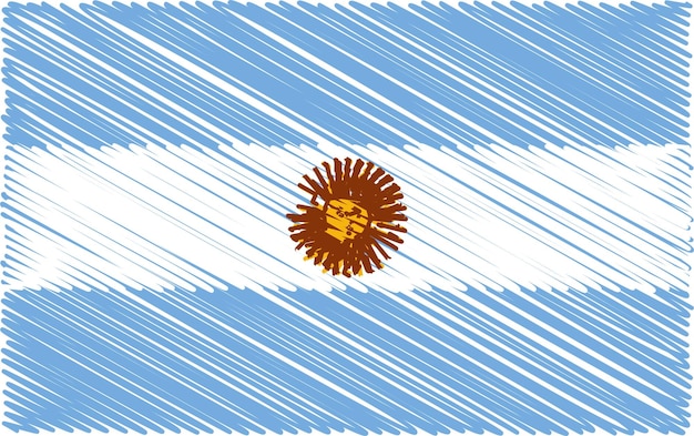 Vektor argentinienflagge mit skizzen-effekt