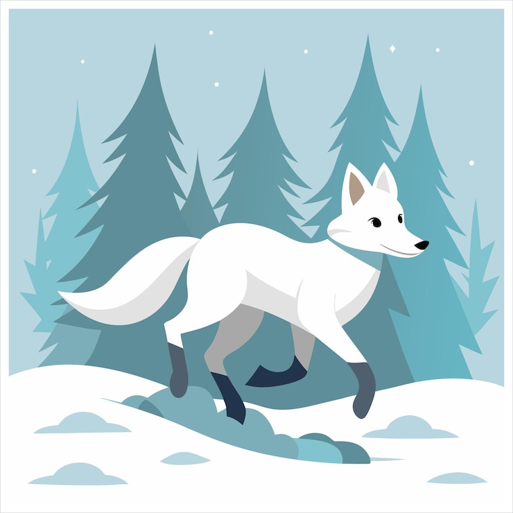 Vektor arktische fuchs vektorkunst wildtiere tierillustration winter kaltes klima fuchs design nördliche an