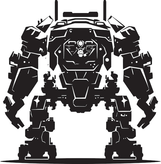 Armored enforcer schwarzes logo roboter tech sentinel kriegs-ikonen emblem