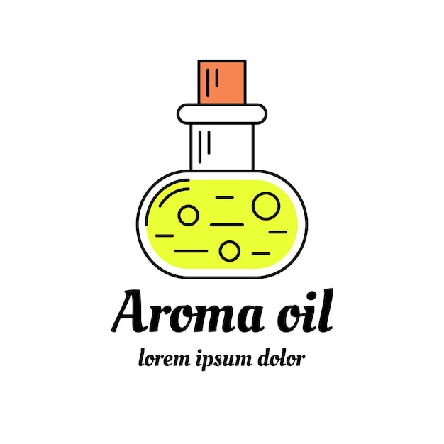 Vektor aromatherapie- und spa-logo-design für eine flasche mit aromatischem öl