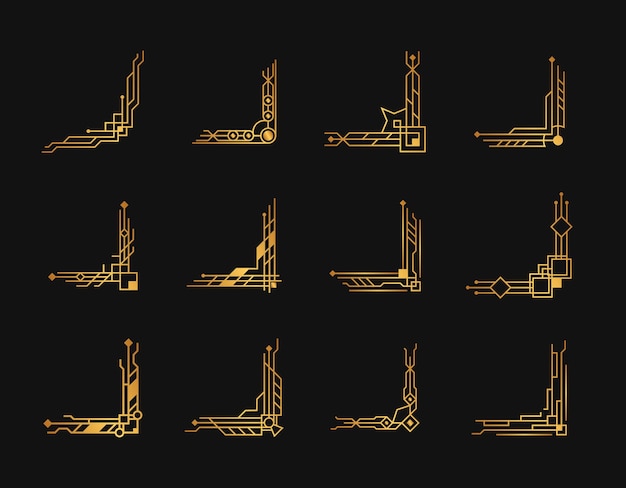 Art deco ecken gold set artdeco ecken für bordüren und rahmen