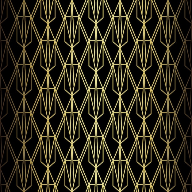 Art-Deco-Muster Vector-Hintergrund im Stil der 1920er-Jahre Gold-schwarze Textur für Innenarchitektur Verwendung wie Tapeten Kissen deckt Vorhänge Drucke Polsterung usw.