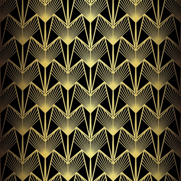 Art-Deco-Muster Vector-Hintergrund im Stil der 1920er-Jahre Gold-schwarze Textur für Innenarchitektur Verwendung wie Tapeten Kissen deckt Vorhänge Drucke Polsterung usw.