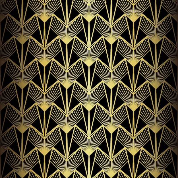 Art-Deco-Muster Vector-Hintergrund im Stil der 1920er-Jahre Gold-schwarze Textur für Innenarchitektur Verwendung wie Tapeten Kissen deckt Vorhänge Drucke Polsterung usw.