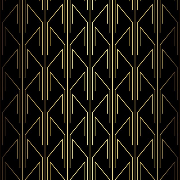 Vektor art-deco-muster vector-hintergrund im stil der 1920er-jahre gold-schwarze textur für innenarchitektur verwendung wie tapeten kissen deckt vorhänge drucke polsterung usw.