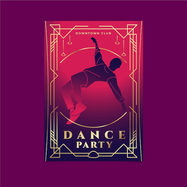 Vektor art-deco-tanzparty-plakat mit farbverlauf