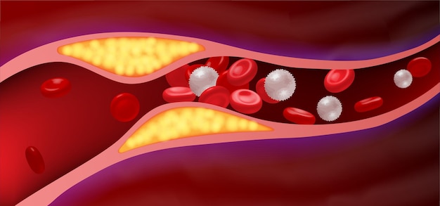 Arterien mit verstopftem fett, das blutgerinnsel verursacht