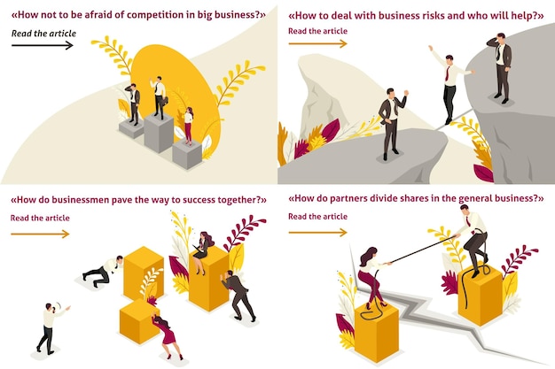 Artikel-Banner-Konzept festlegen, Geschäft teilen, hoher Wettbewerb, Geschäftslösung, Geschäftsrisiko