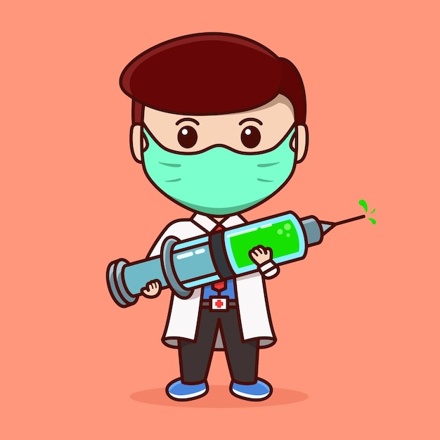 Arzt mit tollem spritzen-cartoon