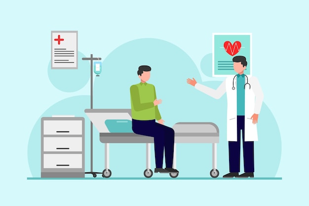 Arzt-Patienten-Konzept farbige flache Vektorillustration isoliert