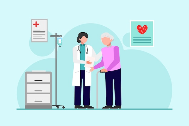 Arzt-Patienten-Konzept farbige flache Vektorillustration isoliert