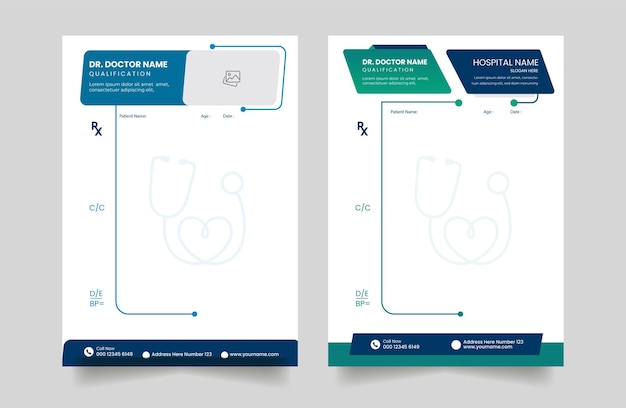 Arzt Rezept Vorlage Gesundheitspflege-Pad Ärzte Briefkopf-Design Medizinisches Rezept