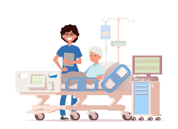 Arztbesuch auf der Station des Patienten.