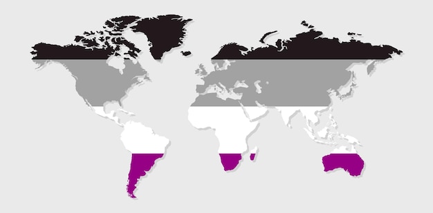 Asexuelle Stolzflagge in Form einer Weltkarte Flagge von schwulen Transgendern, bisexuellen Lesben usw. Pride-Konzept