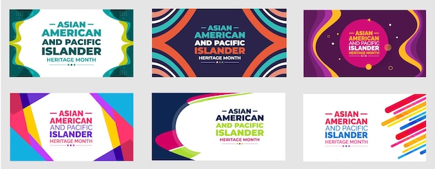 Vektor asian american and pacific islander heritage month hintergrund- oder banner-design-vorlagen-set zelebriert