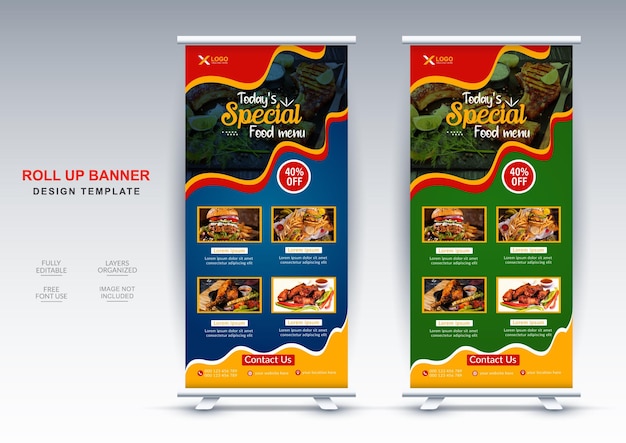 Asiatische fast-food- und restaurant-rollup-banner-designvorlage