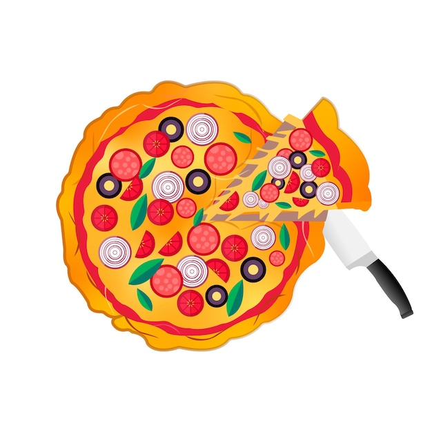 Asiatische nudel-wok-pizza-illustration | Premium-Vektor