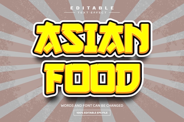 Asiatisches essen 3d bearbeitbare texteffektvorlage
