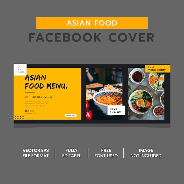 Asiatisches essen facebook-cover-banner-design-vorlage