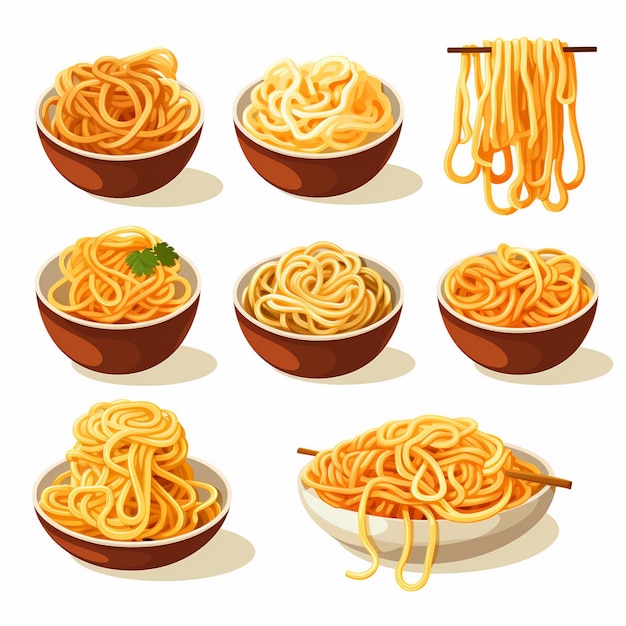 Vektor asiatisches essen, mahlzeit, ramen-nudeln, chinesische illustration, kochen, vektor, pasta, menüdesign, resta