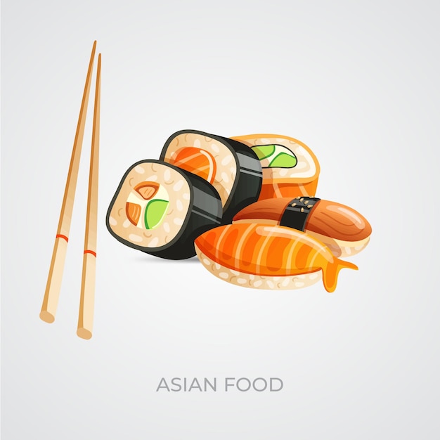 Asiatisches essen minimalistisches vektordesign