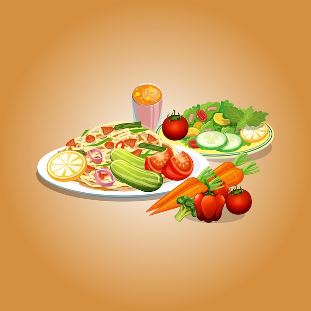 Asiatisches Essen und traditionelle Restaurants, Kochen, Menü, Vektorillustration