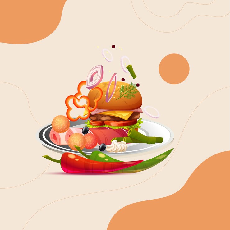 Asiatisches Essen und traditionelle Restaurants, Kochen, Menü, Vektorillustration