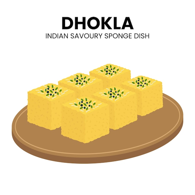 Asiatisches Essen von Dhokla Indischer Lebensmittelvektor