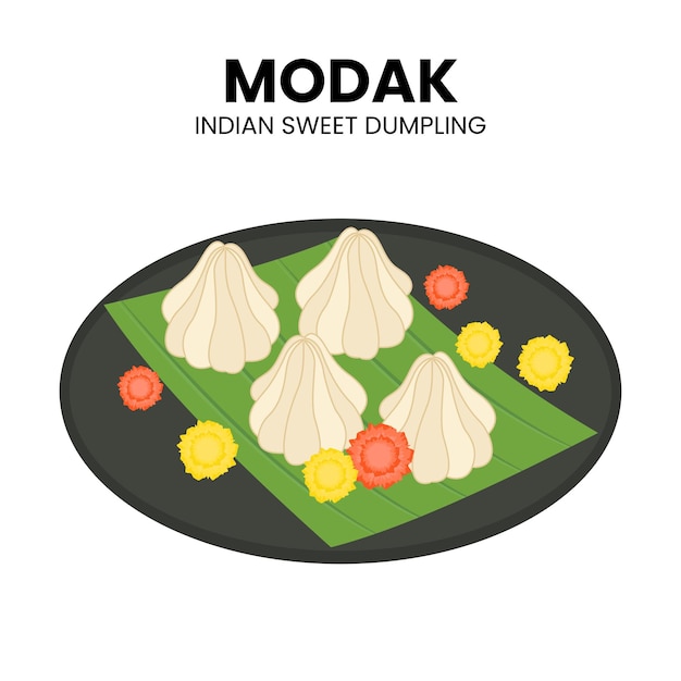 Asiatisches essen von modak indischer lebensmittelvektor