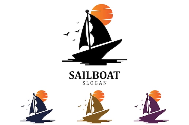 Asiatisches traditionelles segelboot-symbol-design-logo