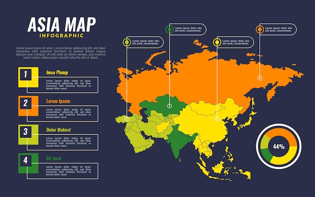 Asienkarte infografik im flachen design